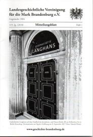 Mitteilungsblatt der Landesgeschichtlichen Vereinigung für die Mark Brandenburg e. V. 119. Jahrgang, Nr. 1(2018)